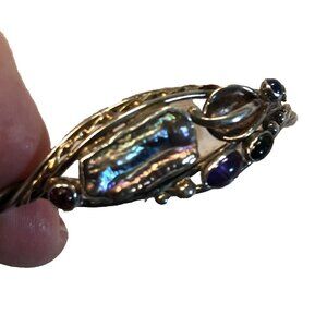 Sterling Silver w real stones artisan   Bracelet small size signed Unique